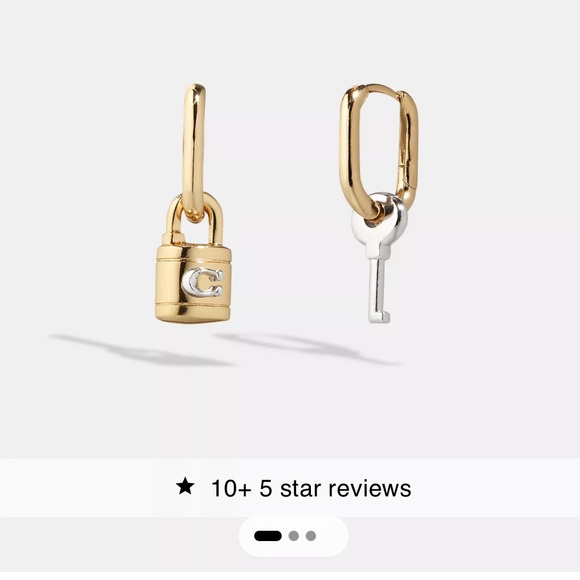Coach signature padlock and key earrings silver and gold tone - Picture 1 of 4